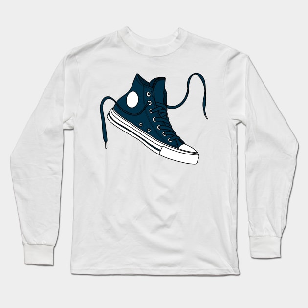 dark blue high tops Long Sleeve T-Shirt by MickeyEdwards